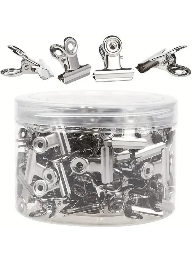 Silver Metal Hinge Clips 20pcs Large and Small Spring Binder Clips for Food Bags Photos Crafts Office - Image 1